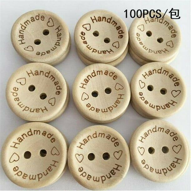 100Pcs/Bag Handmade with Love 2 Holes Wooden Buttons Sewing Scrapbooking DIY Kit 100Pcs/Bag Handmade with Love 2 Holes Wooden Buttons Sewing Scrapbooking DIY Kit